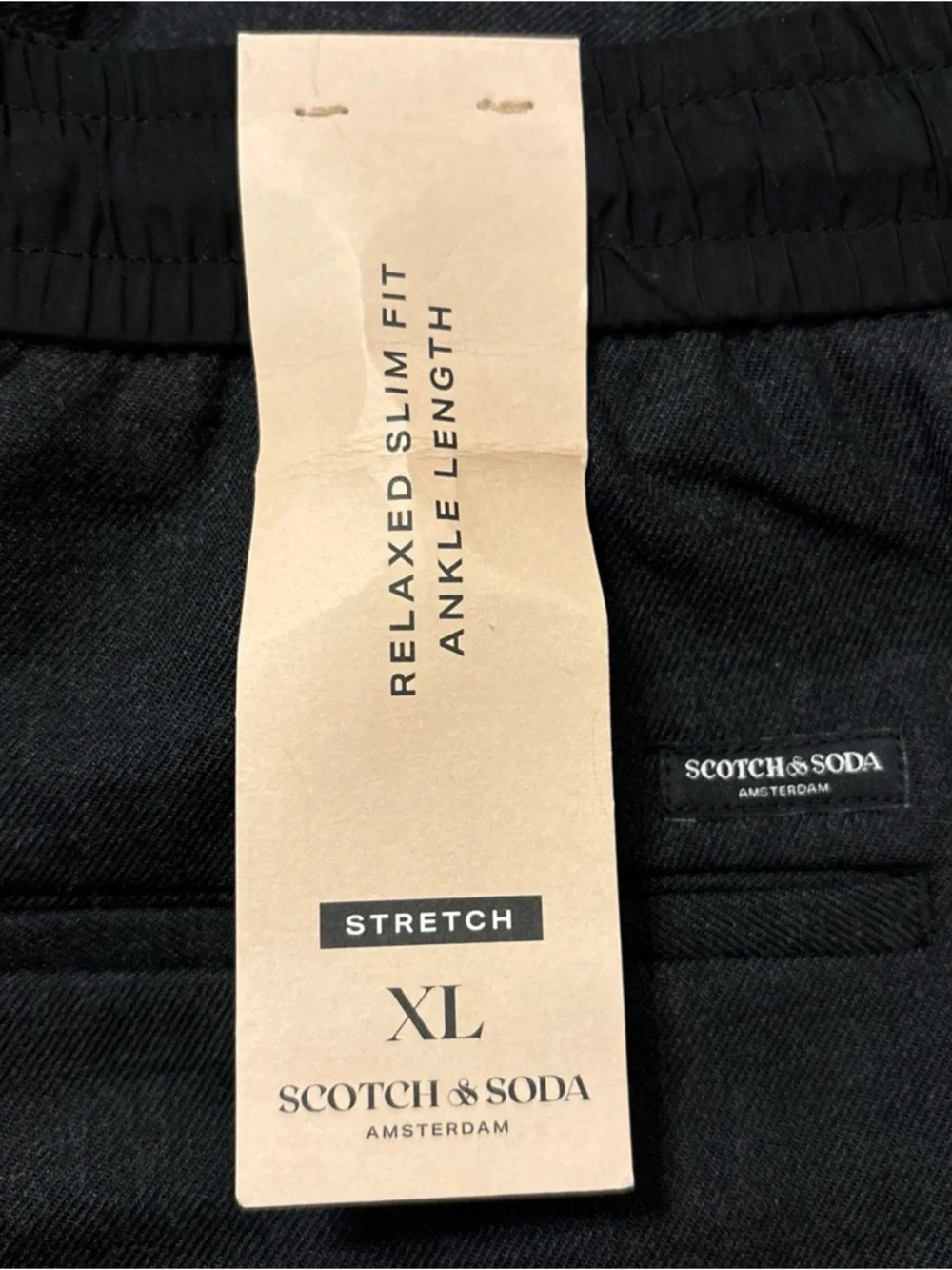NWT Men’s Scotch And Soda Black Slim Fit Relaxed Brushed Wool Pleated Jogger XL